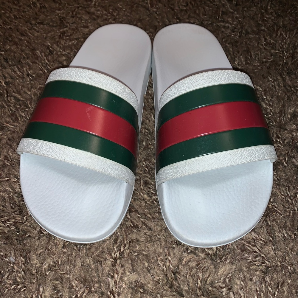 White Gucci Slides
